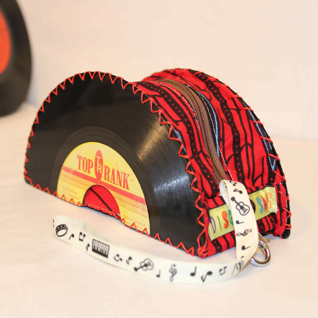 Trousse en disque vinyle. Rouge. Reggae