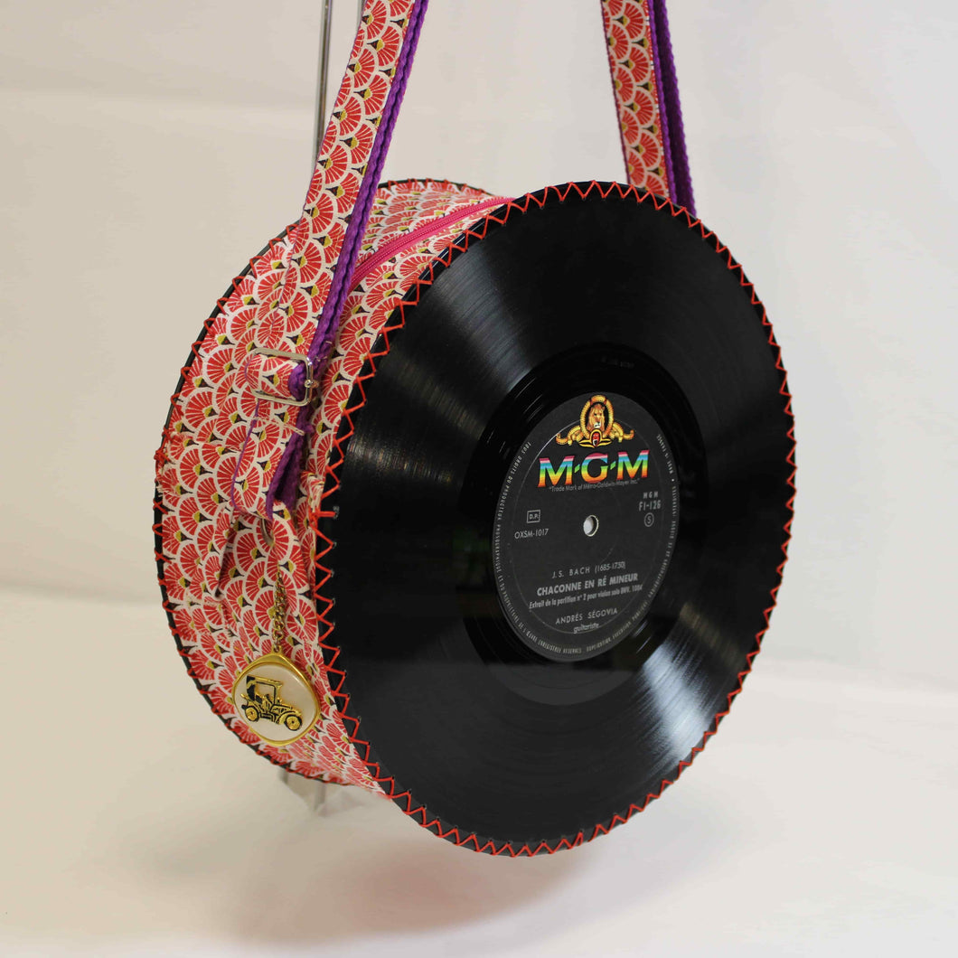 Sac à main Oldies en disque vinyle 25 cm. Rouge/ Decca