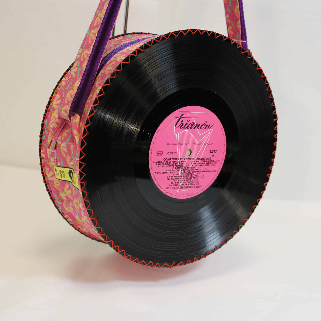 Sac à main Oldies en disque vinyle 25 cm. Rose/Trianon