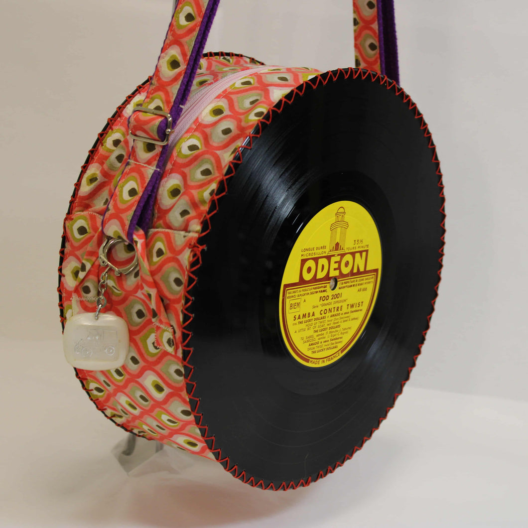 Sac à main Oldies en disque vinyle 25 cm. Rose vintage/ Odéon