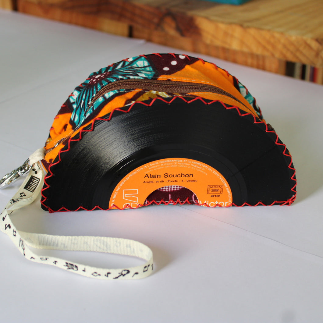 Trousse en disque vinyle. Orange wax /Souchon